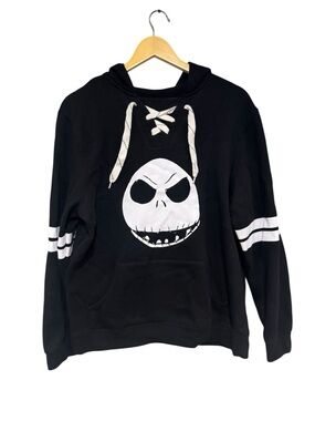 Disney Nightmare Before Christmas Jack Skellington Hoodie Size L Lace Pullover